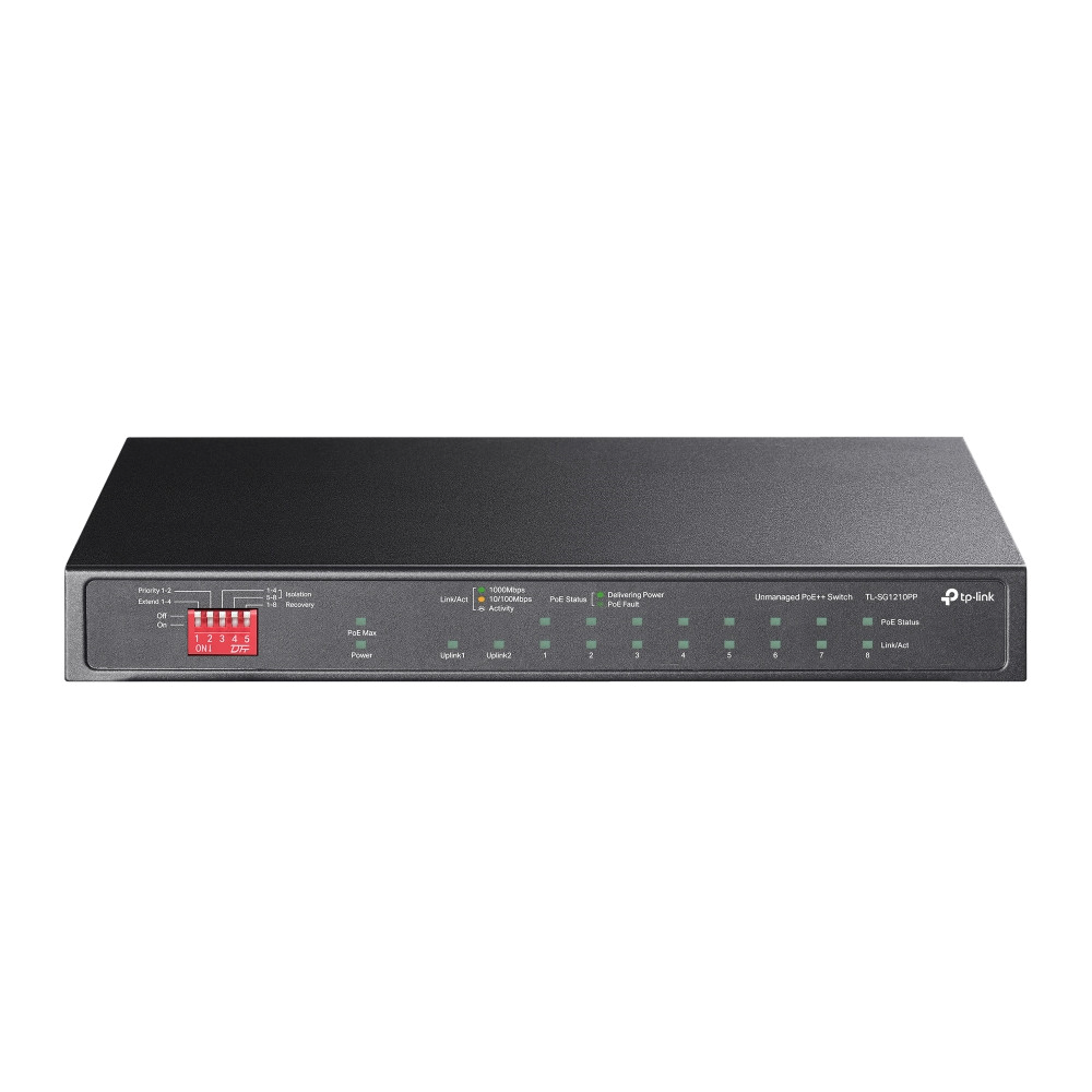 10-Port Gigabit Desktop Switch with 6-Port PoE+ and 2-Port PoE++ 10-Port Gigabit Desktop Switch with 6-Port PoE+ and 2-Port PoE++