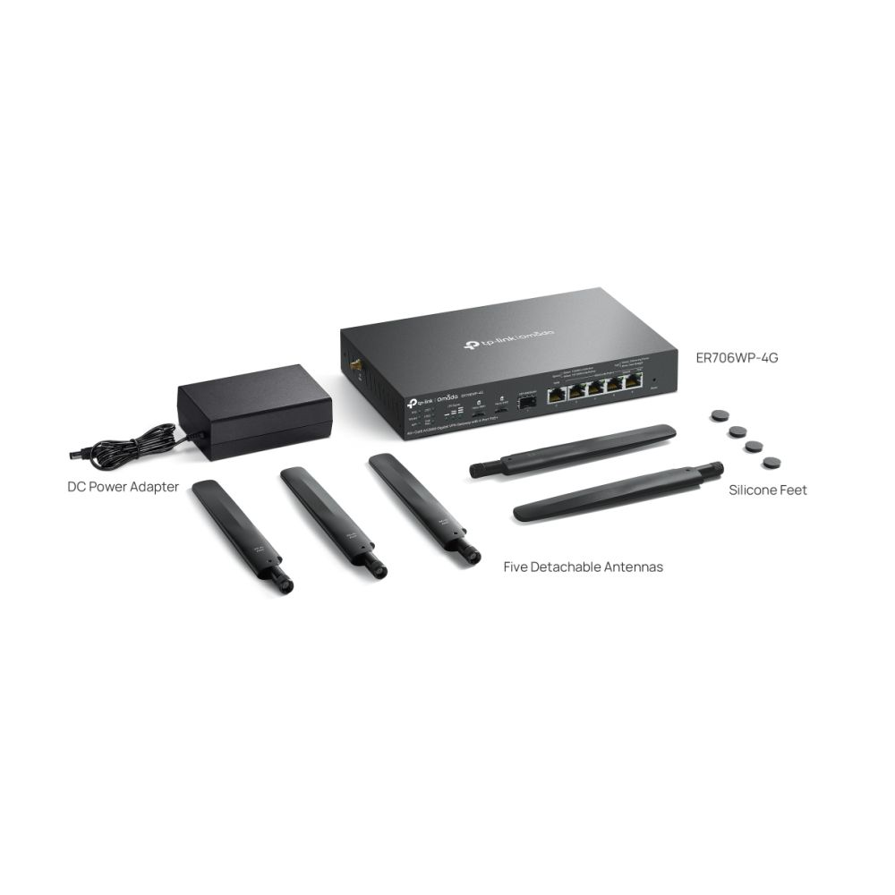 Omada 4G+ Cat6 AX3000 Gigabit VPN Gateway with 4-P