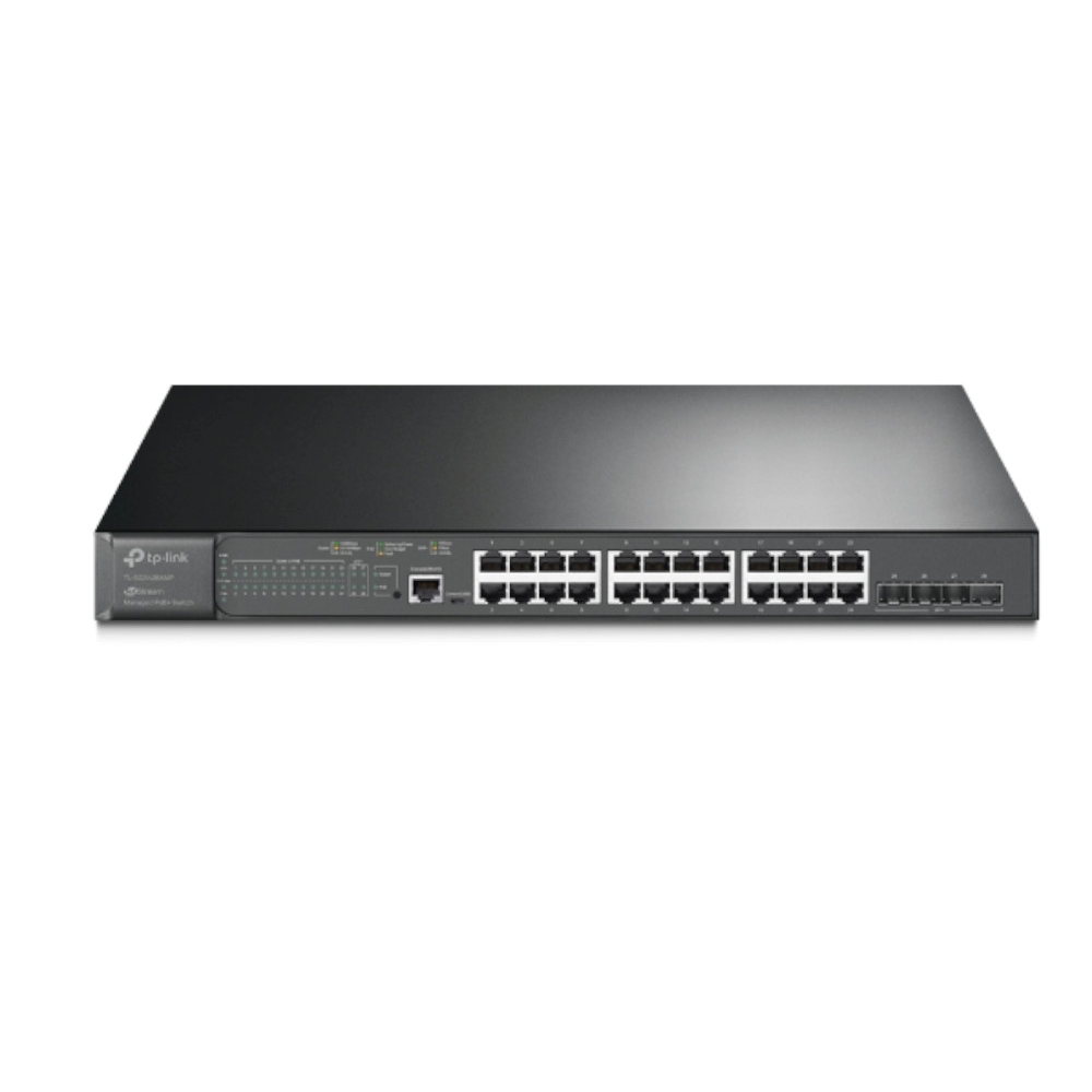 Omada - JetStream 24-Port Gigabit 4 port 10GE SFP + Managed Switch with 24-Port PoE+