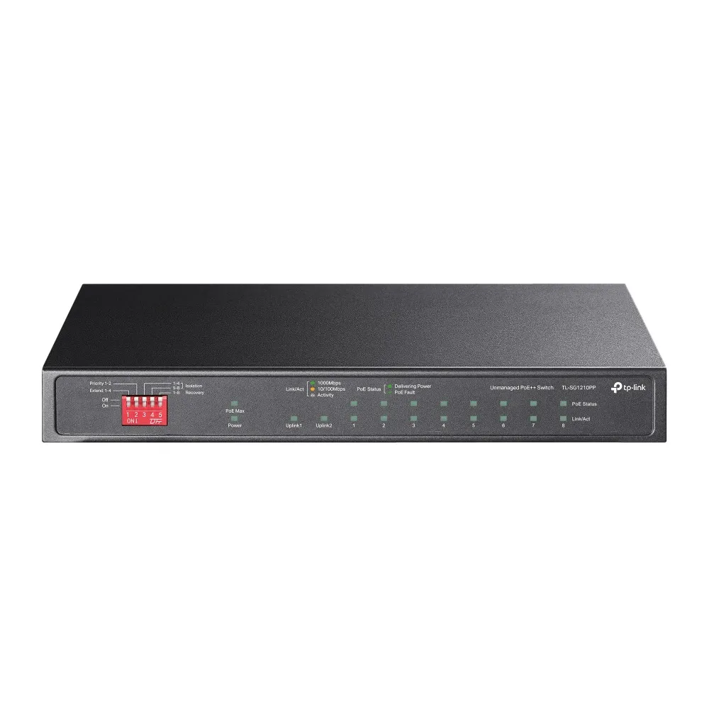 10-Port Gigabit Desktop Switch with 6-Port PoE+ and 2-Port PoE++