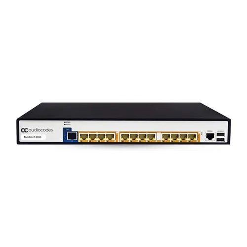 HA-pair of Mediant 800B base SBCs with 4 GE and 8 FE ports. Supports dual ps
